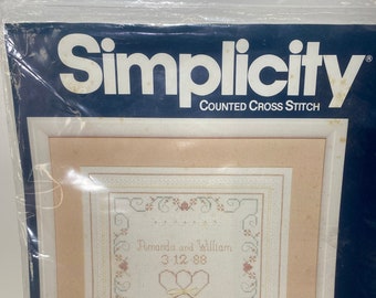 Vintage Simplicity, Pearl Wedding Sampler, Vintage Counted Cross Stitch Kit, Kit 05513 Gift for Wedding, X Stitcher, Marcia Harris, NIP