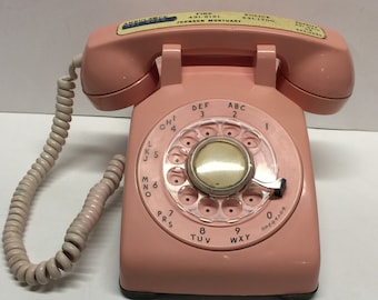 Vintage Pink Western Electric, Rotary Dial Telephone, Western Electric Bell System Phone, Model 500, 1960 Landline Phone, Pink Telephones