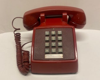 Vintage Red Touch Tone, Western Electric, Model 2500, Push Button Phone, Red Landline Phone, Touch-Tone, Desk Telephone, Tested and Works