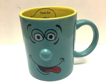 Vintage Funny Faces Coffee Mug, 3-D Coffee Mug, Time for Coffee, Vintage Coffee Mug, 1980s Atico International