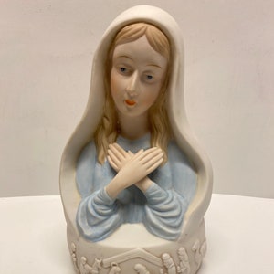 Vintage Virgin Mary Music Box, Ave Maria, Vintage San Francisco Music Box Company, Porcelain Virgin Mary, Madonna Music Box Mother's Day image 1