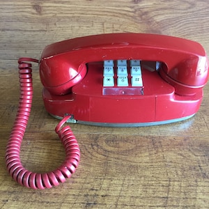 Vintage Red Princess Telephone, Vintage Western Electric Phone, Push Button, Desk Phone, Touch Tone, Landline Phone, Tested and Works