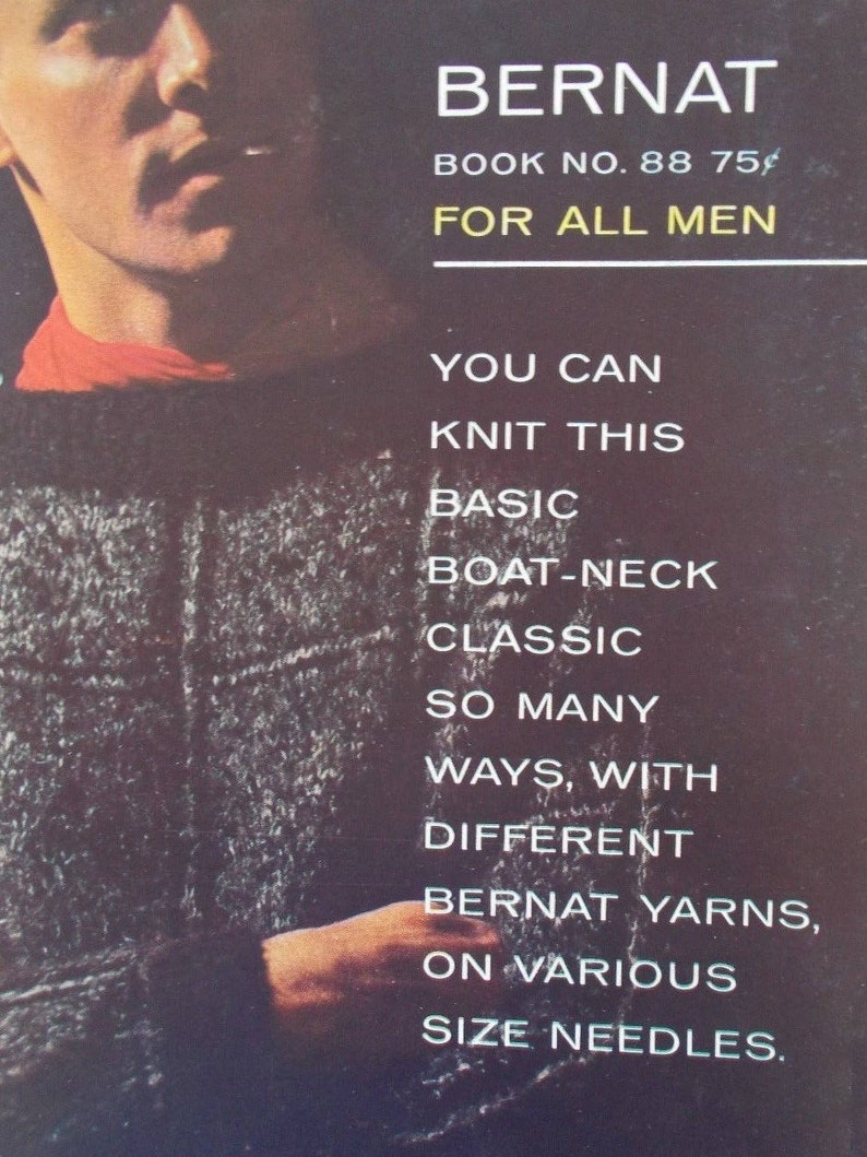 1960s The Bernat Book for All Men Knitting Pattern Retro Fashions Magazine Sporting Knitwear Book 88 Mens Knitting Magazine