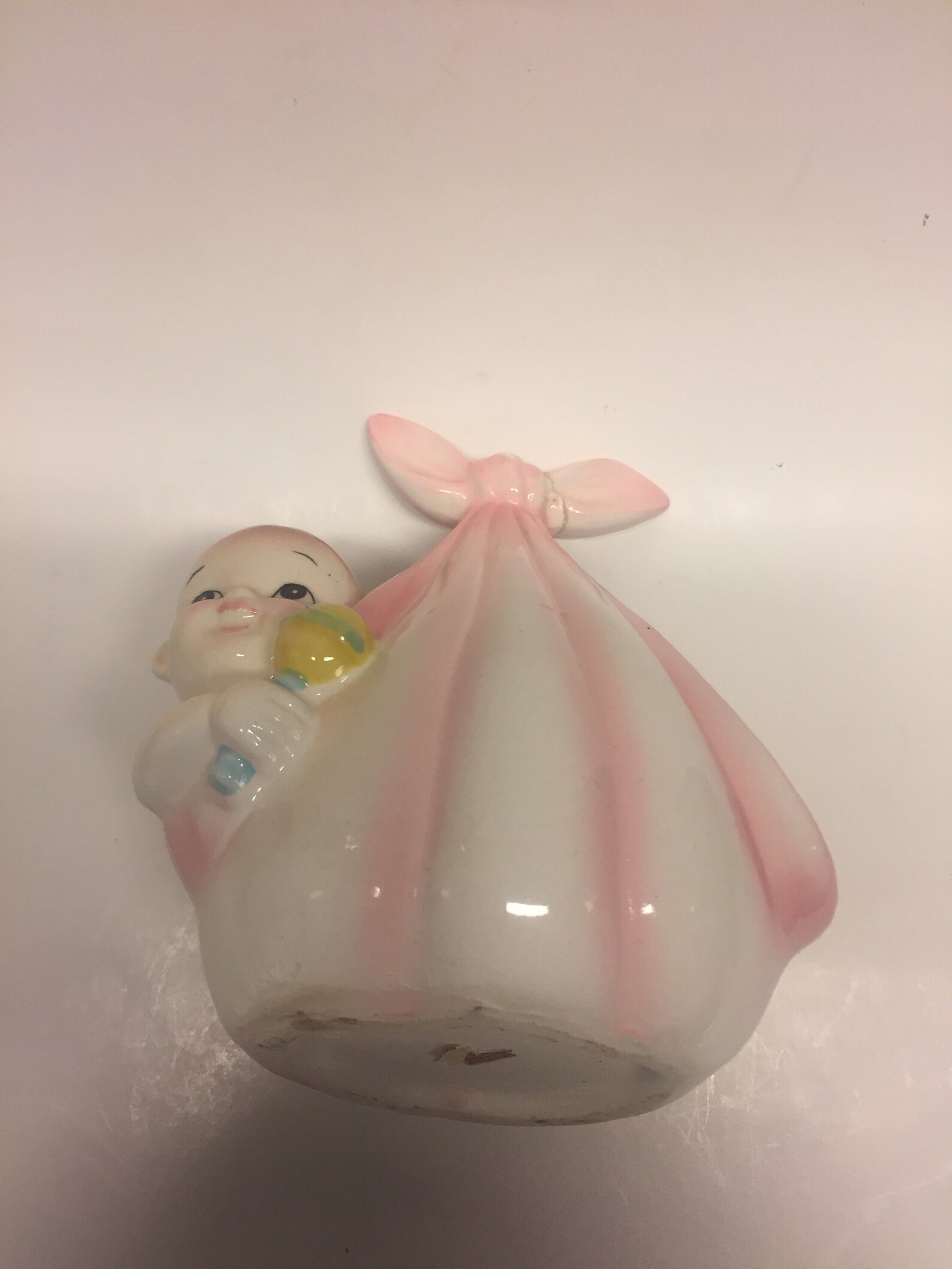 Vintage Ceramic Baby in Diaper Planter, Vintage Ceramic Planter
