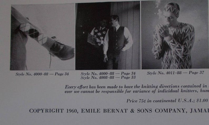 1960s The Bernat Book for All Men Knitting Pattern Retro Fashions Magazine Sporting Knitwear Book 88 Mens Knitting Magazine