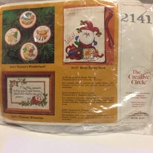 The Creative Circle, Christmas Nature's Wonderland Kit, Vintage Counted Cross Stitch,Nancy Carter, 2141, Christmas Animals, New in Package image 2