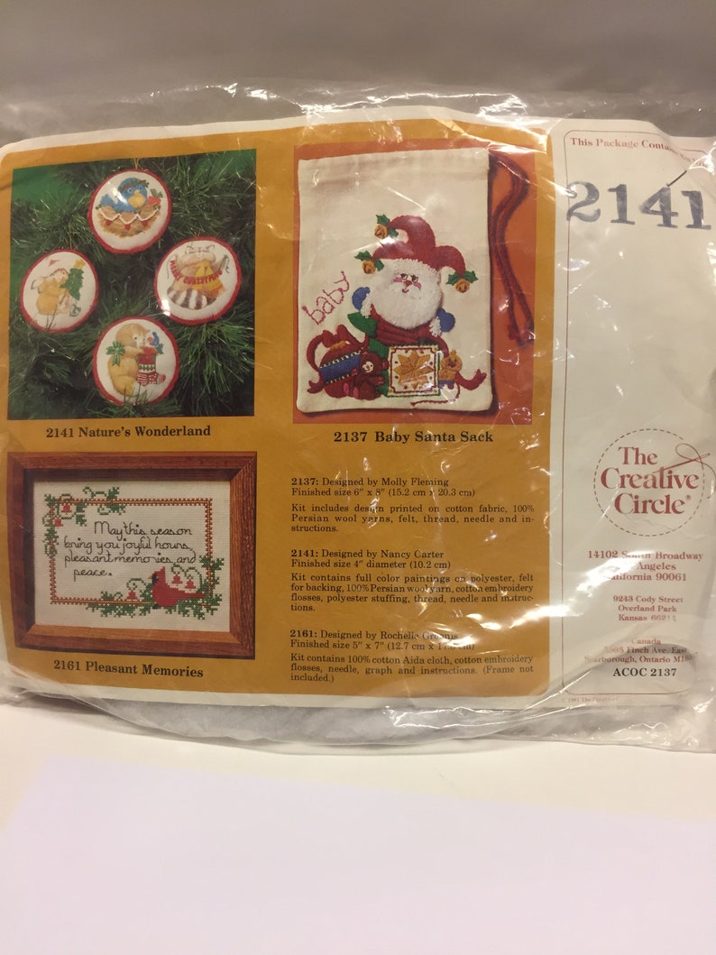 The Creative Circle, Christmas Nature's Wonderland Kit, Vintage Counted Cross Stitch,Nancy Carter, 2141, Christmas Animals, New in Package image 2