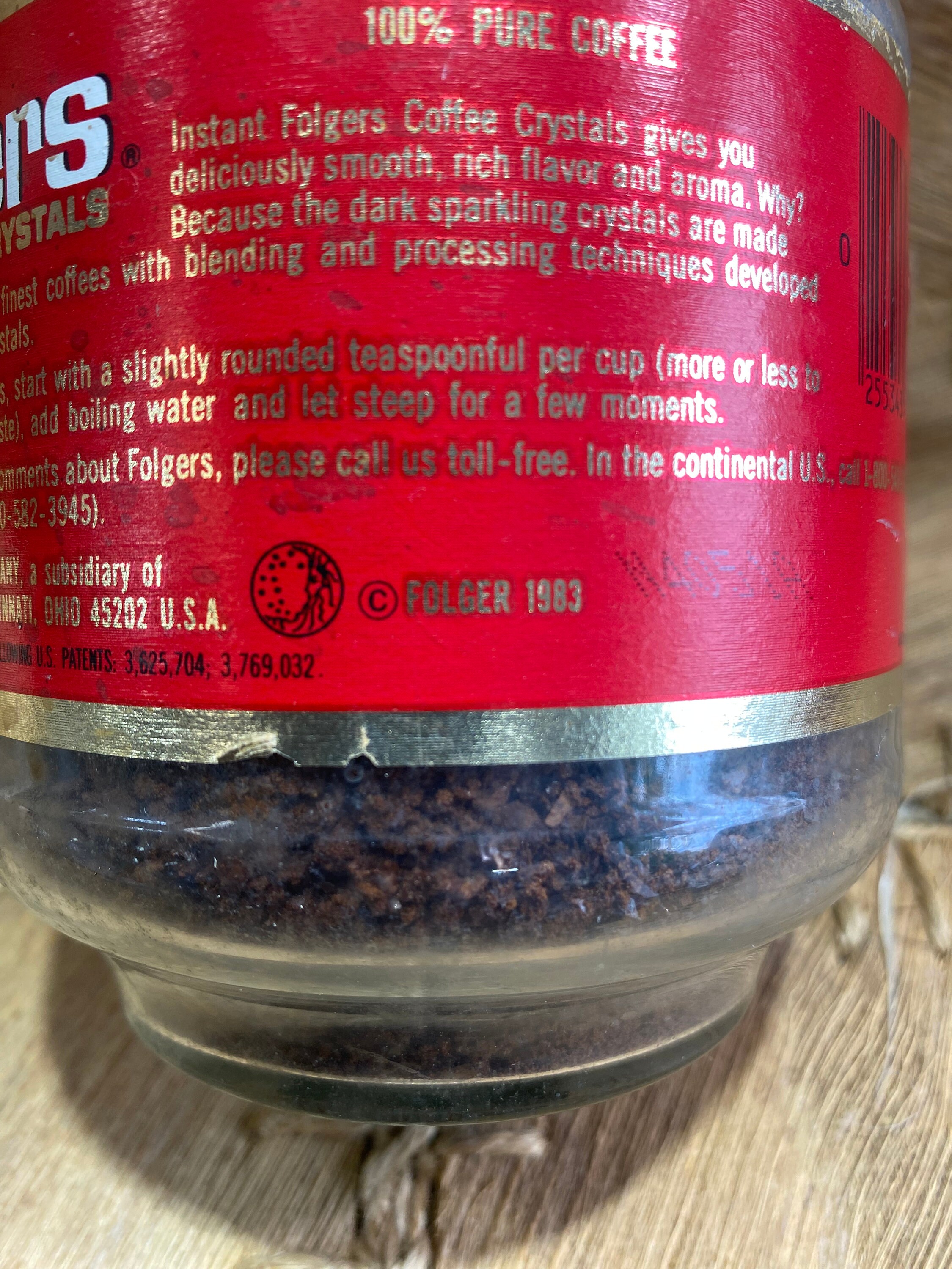 Vintage 1983 Folgers Coffee, Folgers Coffee Crystals, Full Unopened