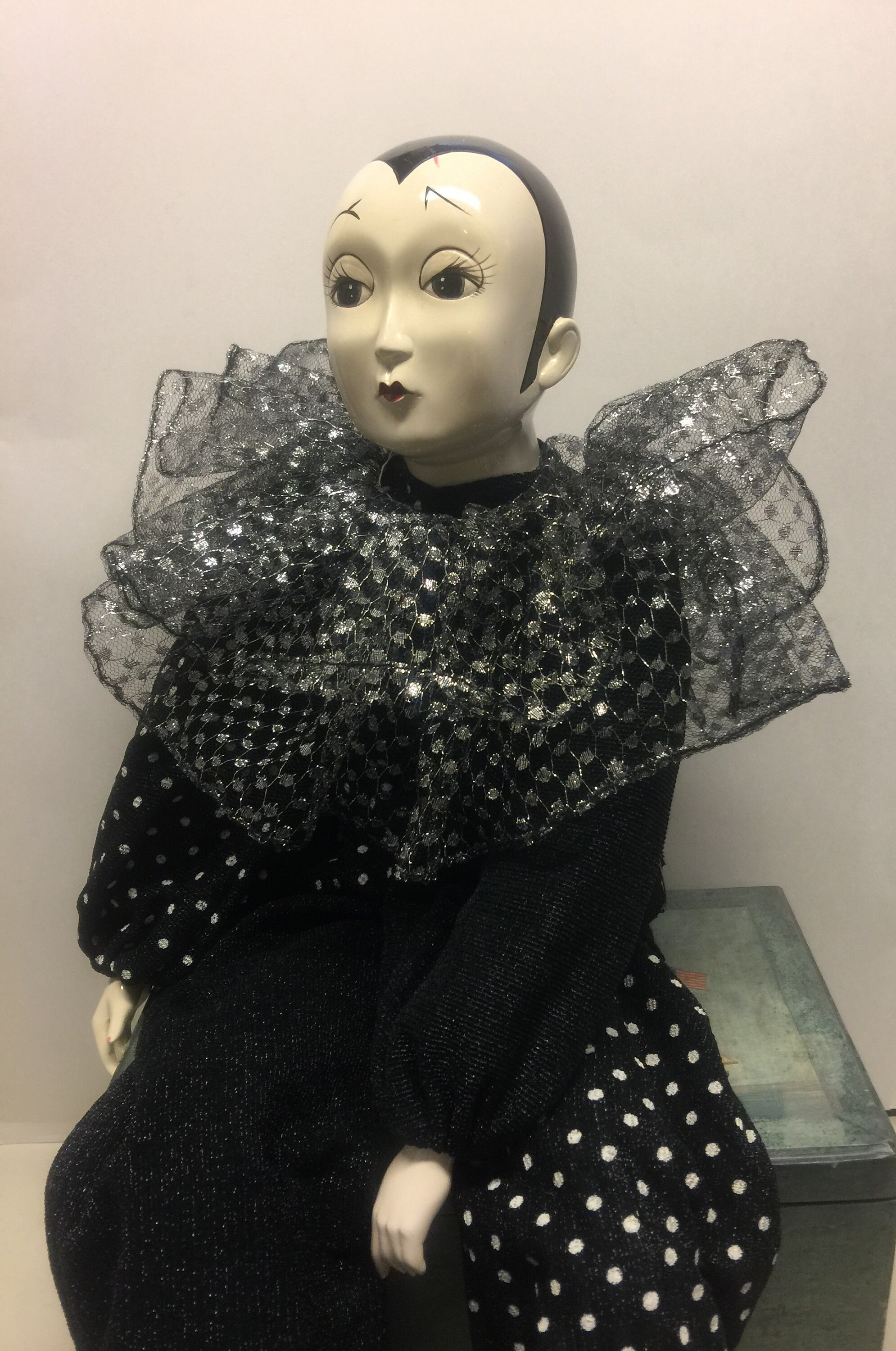 wind up musical porcelain clown doll