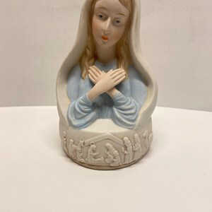 Vintage Virgin Mary Music Box, Ave Maria, Vintage San Francisco Music Box Company, Porcelain Virgin Mary, Madonna Music Box Mother's Day image 2