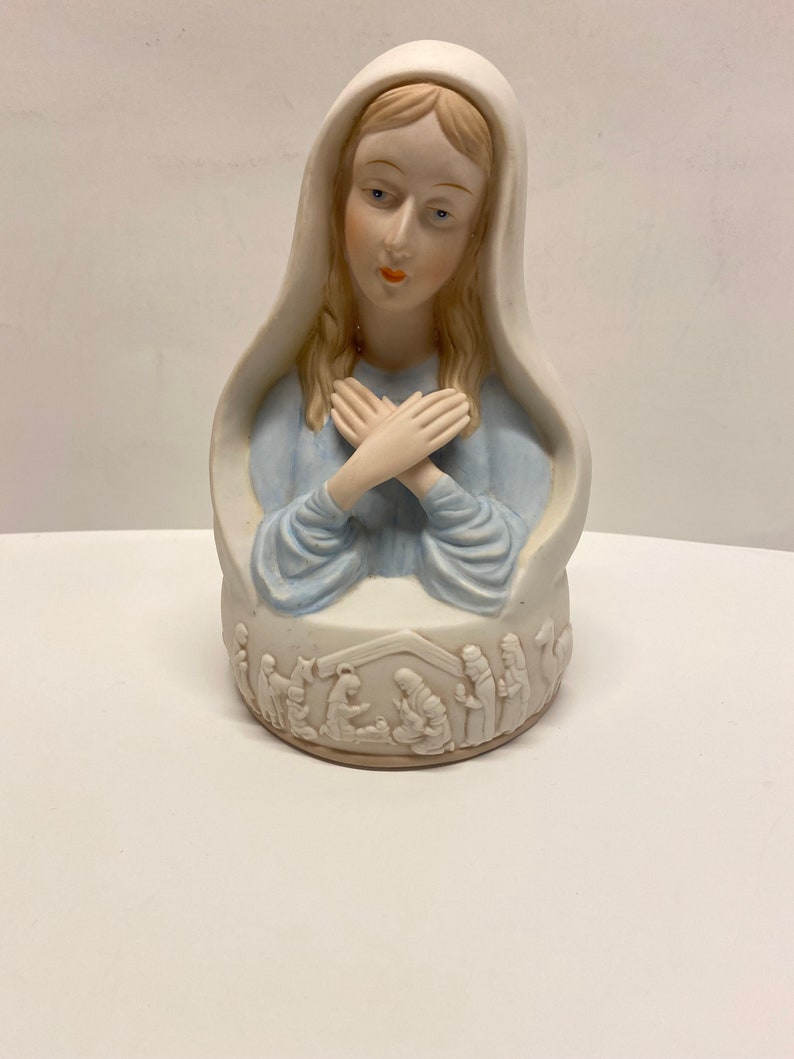 Vintage Virgin Mary Music Box, Ave Maria, Vintage San Francisco Music Box Company, Porcelain Virgin Mary, Madonna Music Box Mother's Day image 2