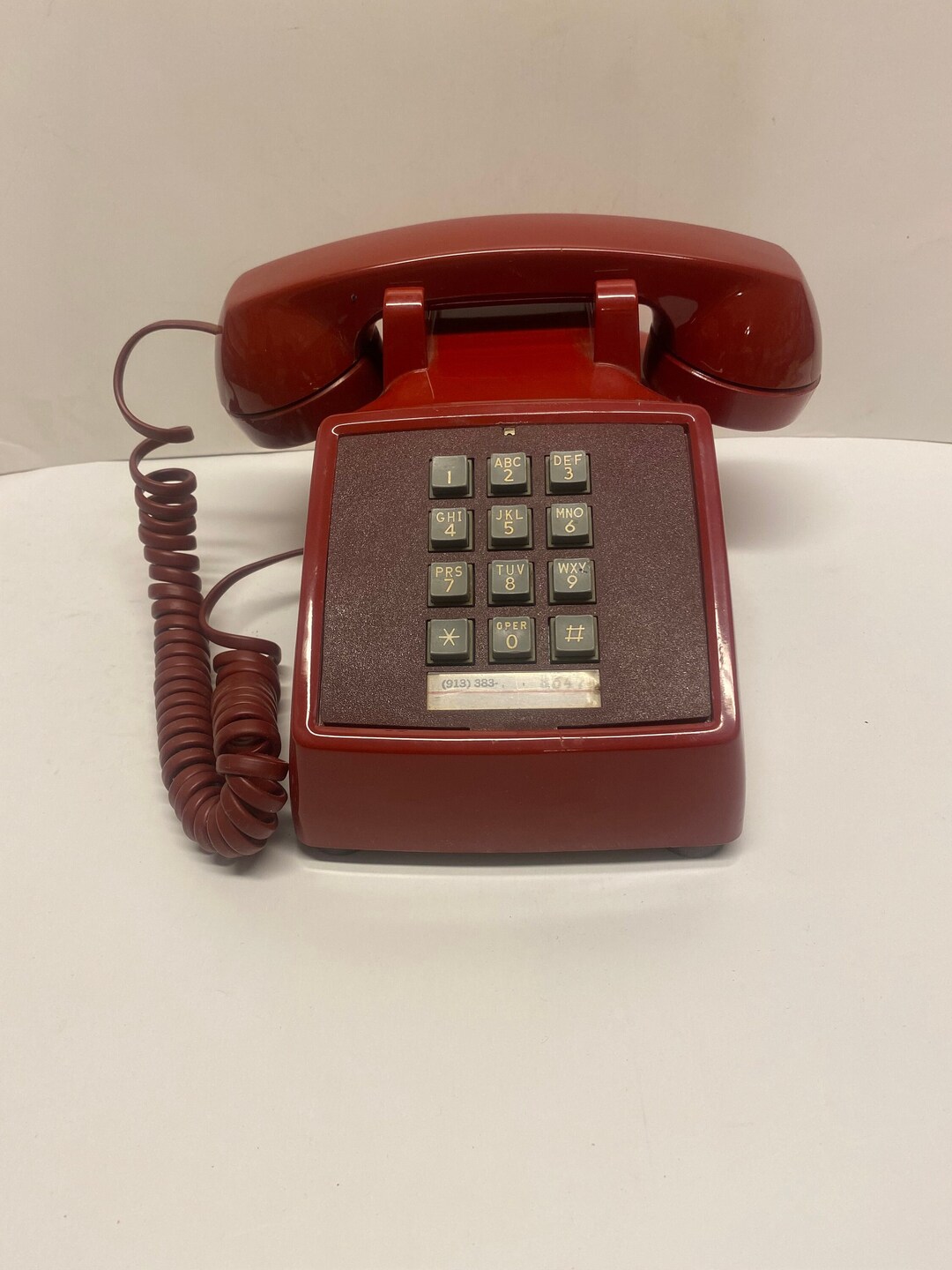 Vintage Red Touch Tone, Western Electric, Model 2500, Push Button Phone