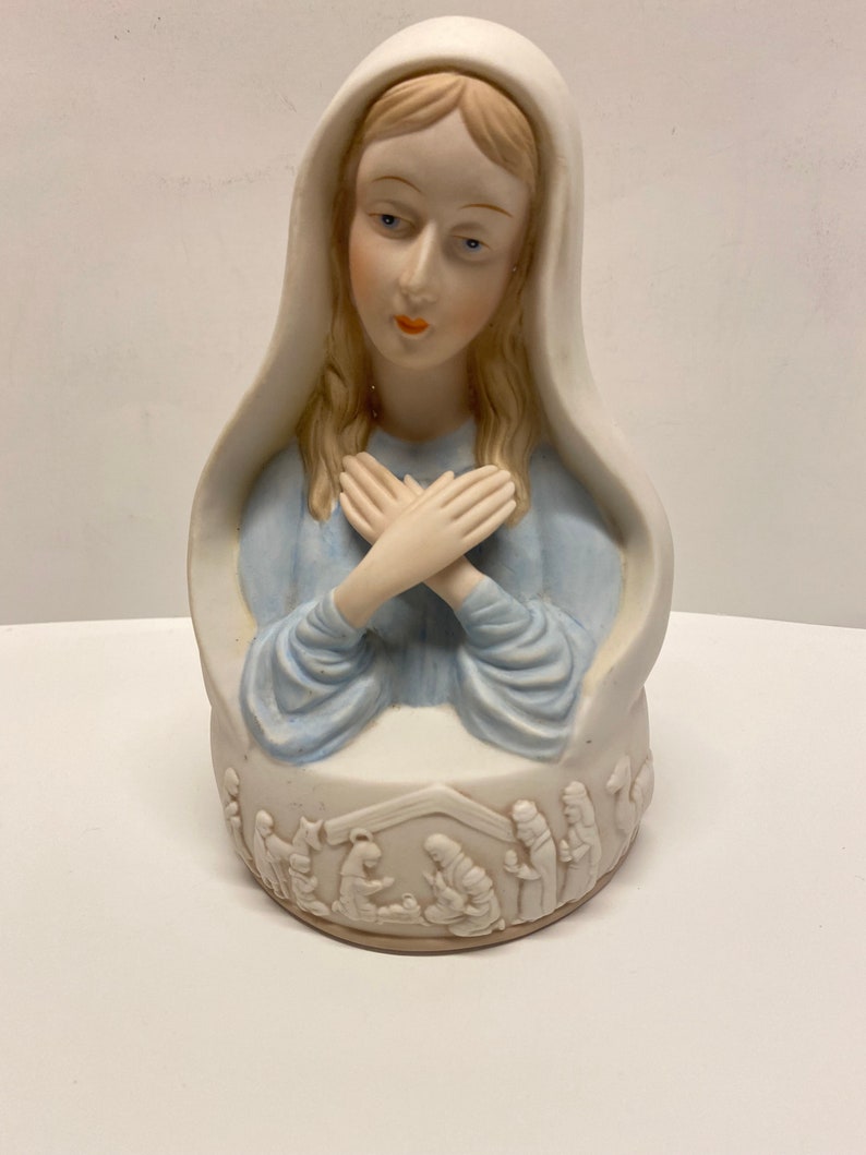 Vintage Virgin Mary Music Box, Ave Maria, Vintage San Francisco Music Box Company, Porcelain Virgin Mary, Madonna Music Box Mother's Day image 1