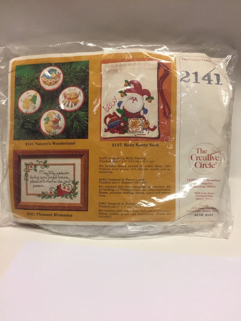 The Creative Circle, Christmas Nature's Wonderland Kit, Vintage Counted Cross Stitch,Nancy Carter, 2141, Christmas Animals, New in Package image 1