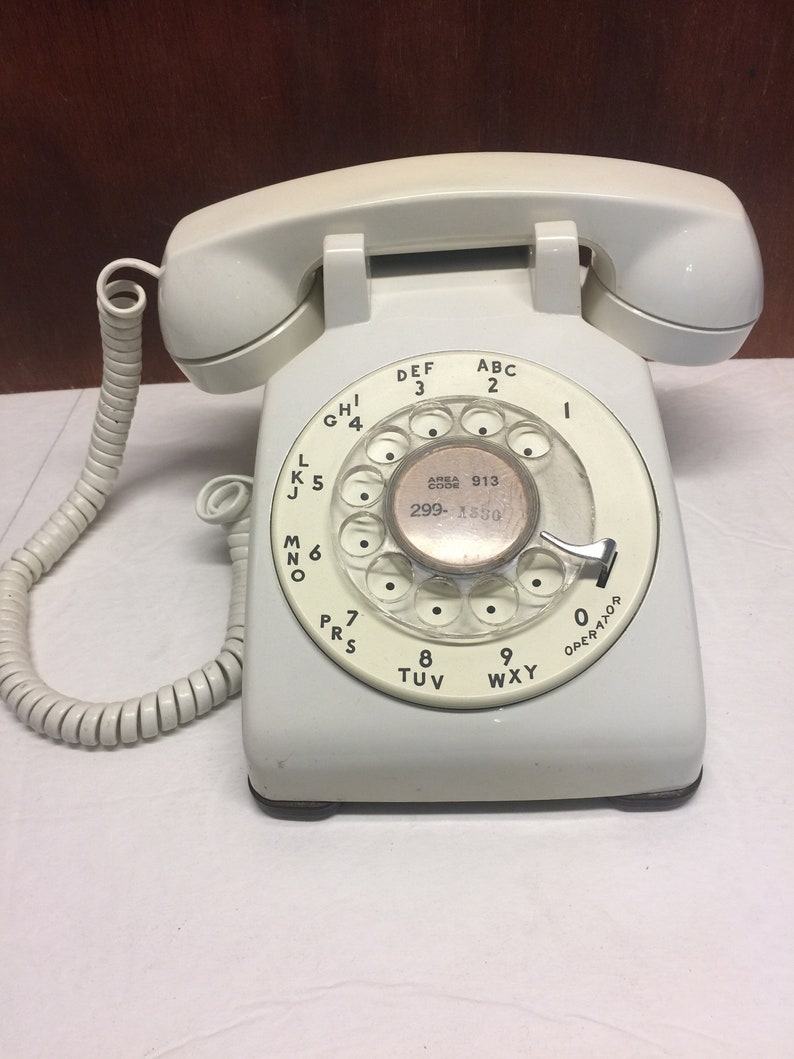 Desk Phone Vintage White Rotary Desk Phone With Volume Control Receiver Western Electric Phone Vintage Telephone