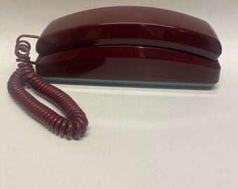 Vintage General Electric Telephone, GE Telephone, Burgundy Red Phone, Vintage Trimline Push Button Phones, 1980s Phones, Tested and Works