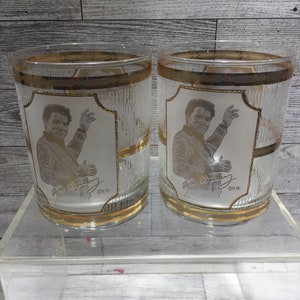 Vintage Elvis Presley, Graceland Culvers, Elvis Whiskey Glasses, Set of 2, MCM Barware, Vintage Bar Glasses, Rocks Glasses, Gifts for Him