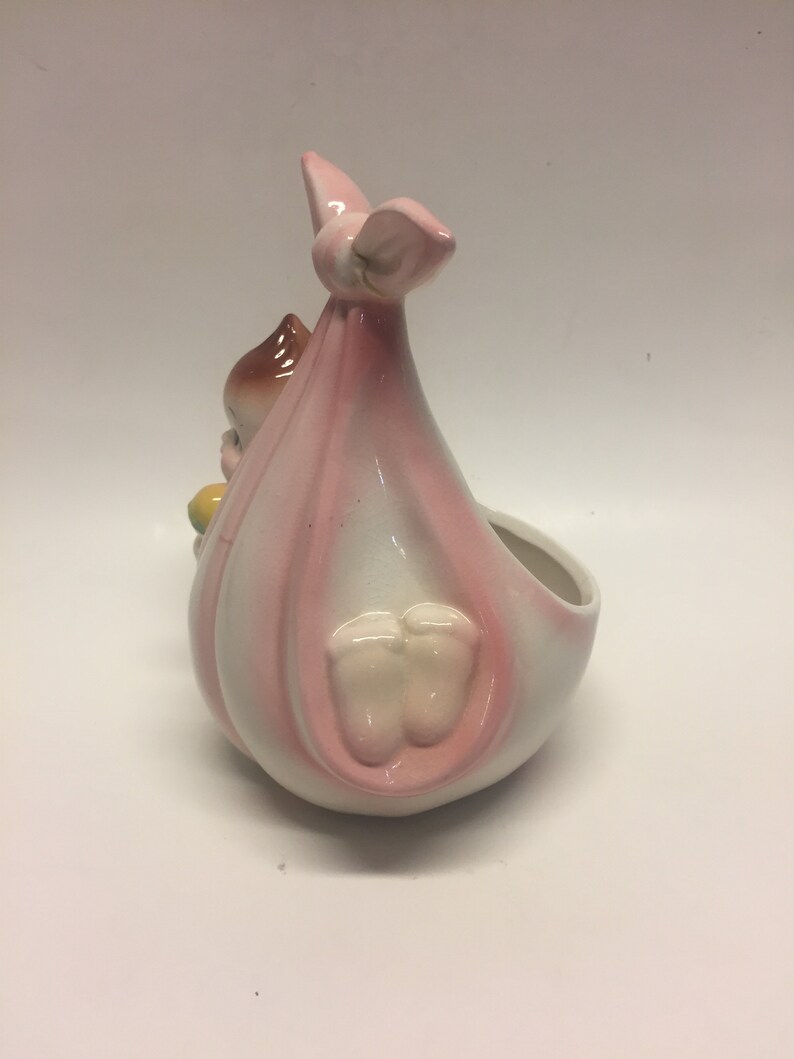 Vintage Ceramic Baby in Diaper Planter, Vintage Ceramic Planter