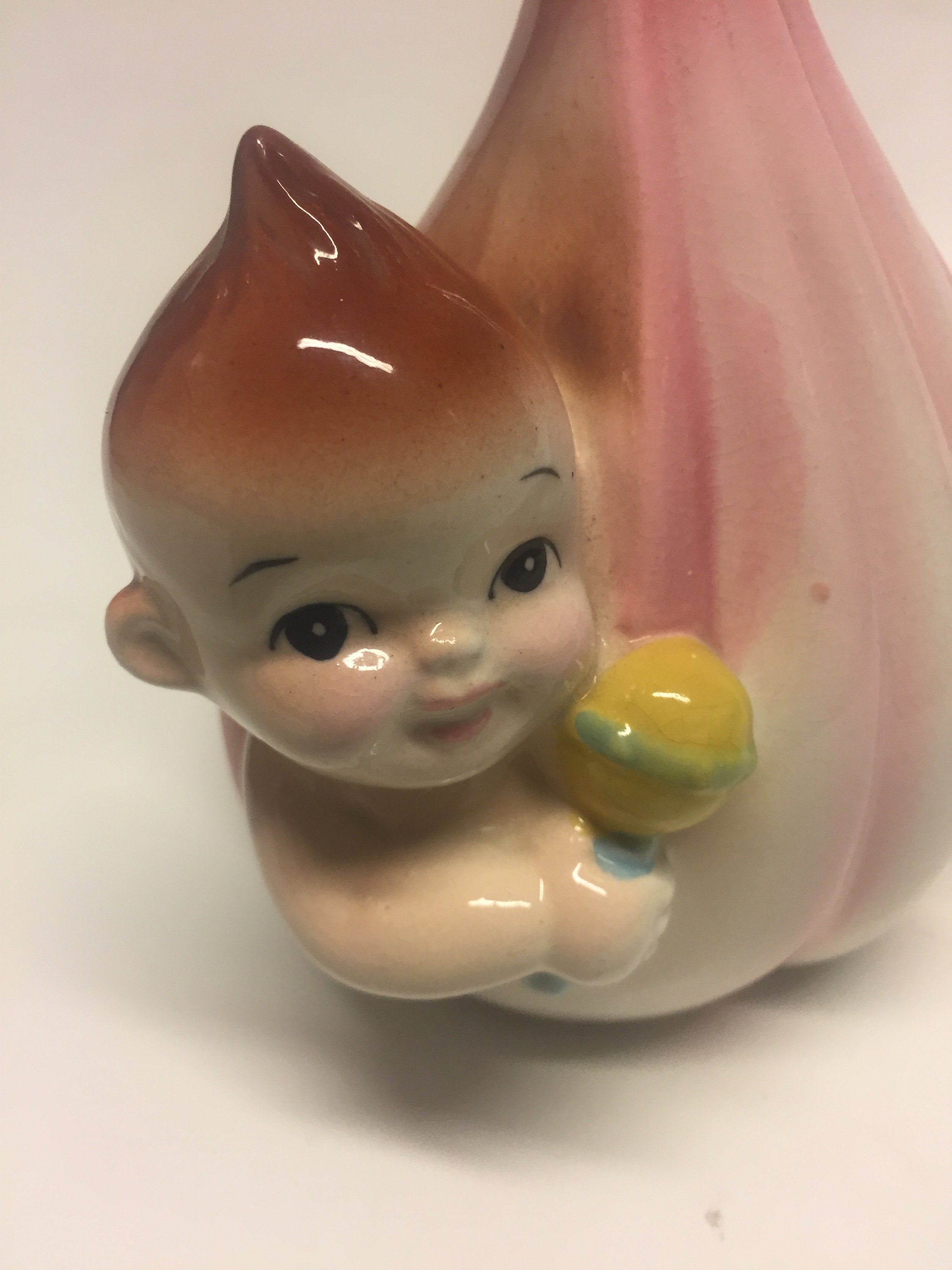 Vintage Ceramic Baby in Diaper Planter, Vintage Ceramic Planter