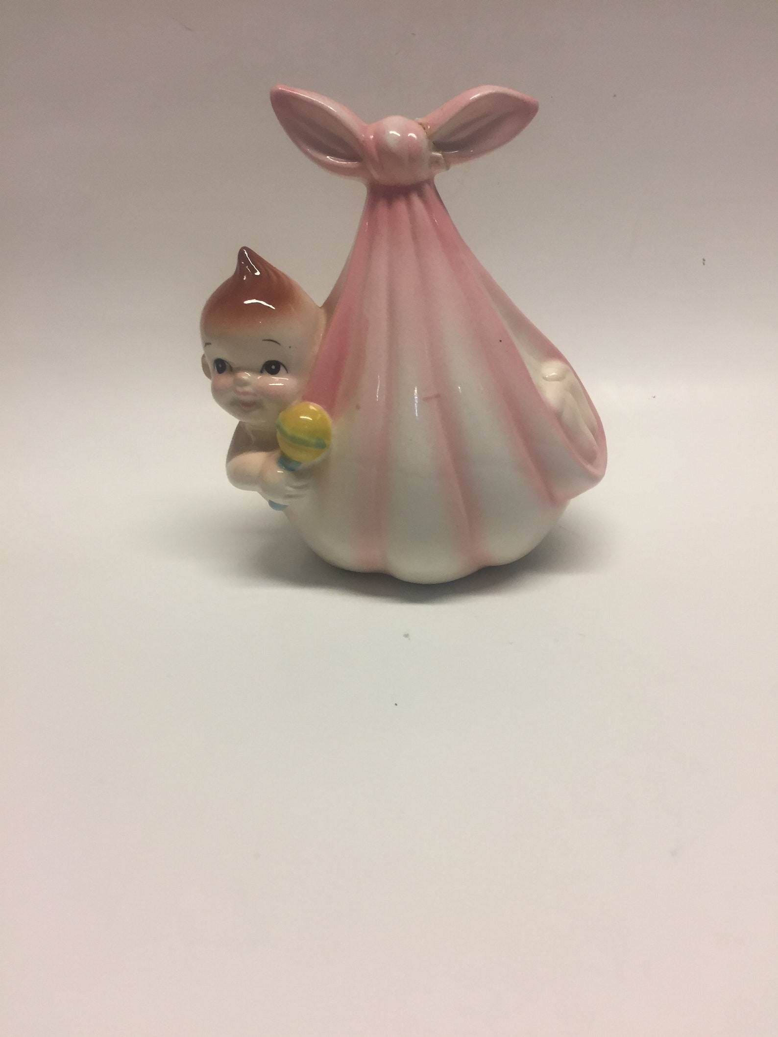 Vintage Ceramic Baby in Diaper Planter, Vintage Ceramic Planter