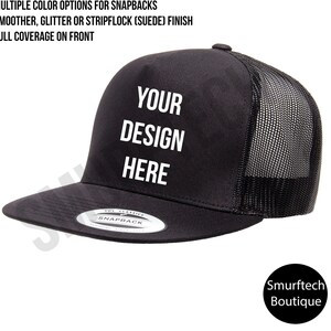 Custom Yupoong 5-Panel Trucker Hat, Personalized Vinyl Snapback