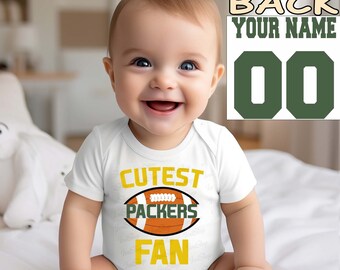 Packers Baby, Packers bodysuit, baby shower, Cutest Packers Fan custom personalized NAME NUMBER Bodysuit Baby Child boy Clothing Kid Shower