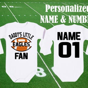 Eagles Bodysuit Daddy's little Eagles Fan customized personalized NAME NUMBER Funny Philadelphia Baby body Child boy Clothing Kid's Top NFL