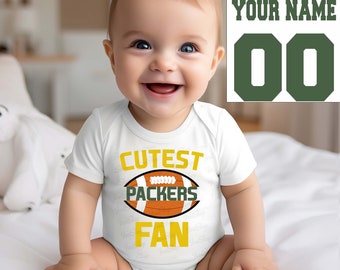 Packers baby, Bodysuit, shirt, Shower, Cutest Packers Fan, custom personalized, NAME NUMBER, Green Bay Baby, Funny Child boy Clothing