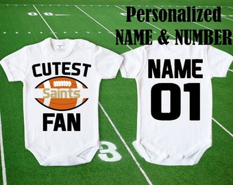 Saints Baby Cutest Saints Fan personalizzato NOME NUMERO Uno Bodysuit Divertente Bambino bambino Abbigliamento Bambino Doccia ragazza corpo Bambino Top
