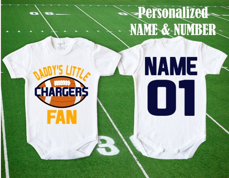 bodysuit Chargers fan customized personalized NAME NUMBER san diego baby