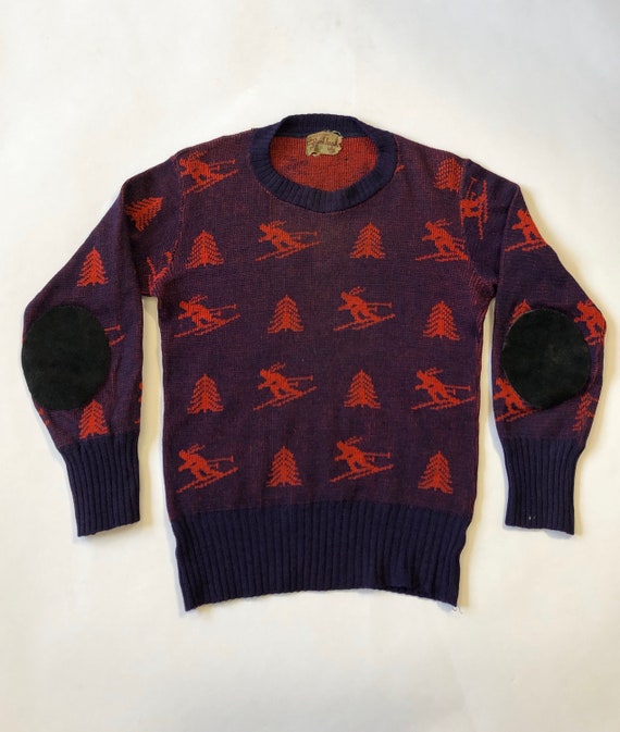 40s Ski Sweater 1940s Skier Sweater