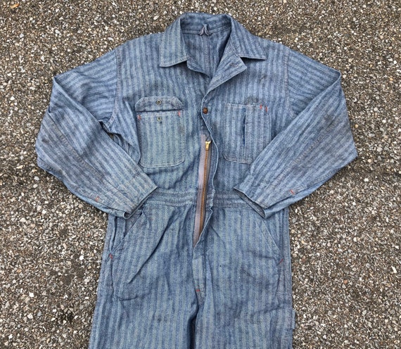 Gray Herringbone Coveralls 1950s 1960s Big Mac Ov