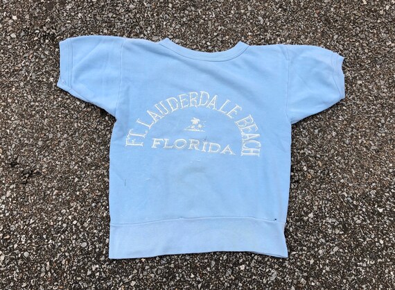 1940s 1950s Light Blue Short Sleeve Ft Lauderdale