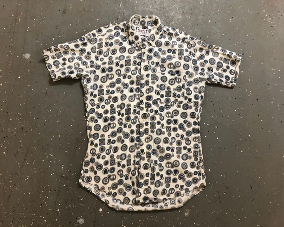 1960s University Seals Print Short Sleeve shirt 60