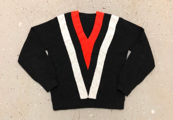 1960s Mod Sweater 60s Vintage Textured V-Neck Men