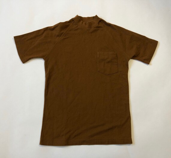 50s 60s Pocket T-shirt 1950s 1960s Brown Pocket Te