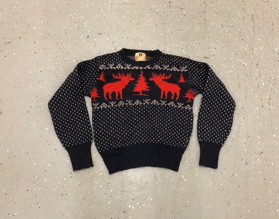 40s Ski Sweater 1940s Moose Sweater