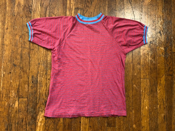 50s 60s Striped T-shirt 1950s 1960s Red and Blue S