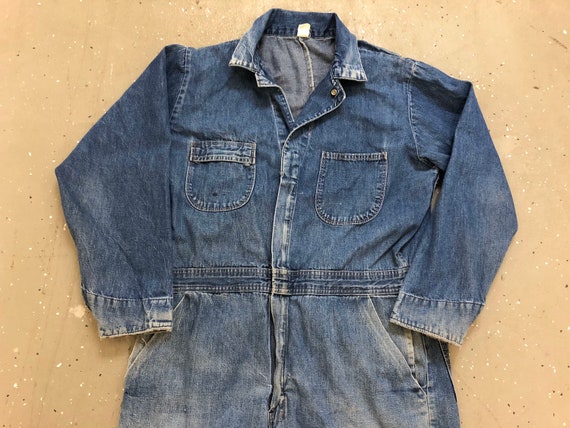 60s Selvedge Denim Coveralls 1960s Overall Denim W