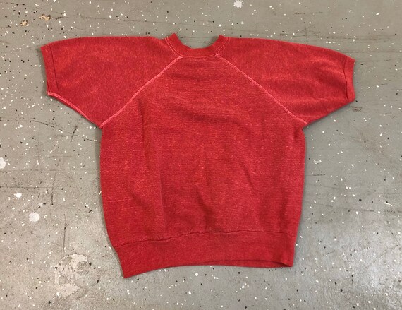 1970s Faded Red Short Sleeve Sweatshirt Vintage 60