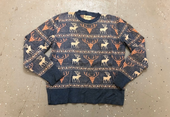 40s Ski Sweater 1940s Moose Sweater