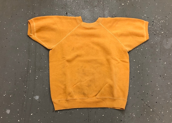 1960s mustard Short Sleeve Sweatshirt Vintage 60s