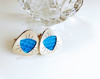 Turquoise enamel cufflinks/ Men's jewelry/ Unisex/ Sterling Silver/ Valentine gift/ Stylish/ Handmade/ One of a kind/ Father's Day present