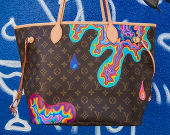Custom Hand-painted Oil Slick Bag / Trippy Rainbow Handbag -  in 2023