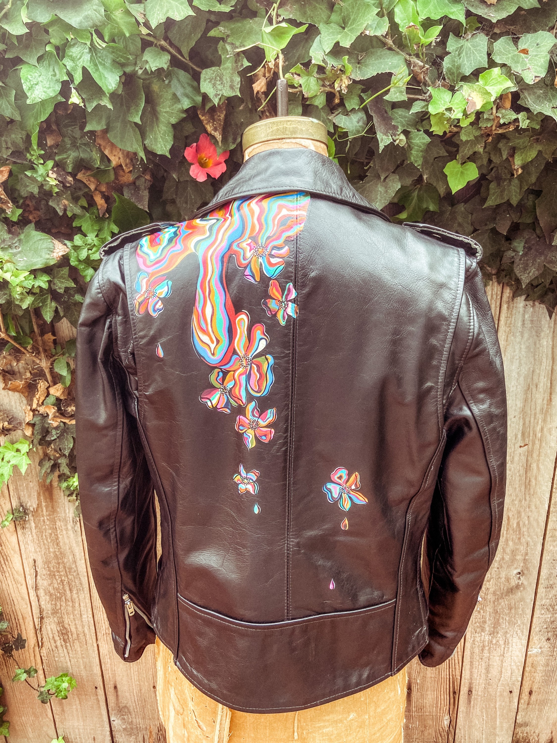 Painted Vintage Leather Jacket With 