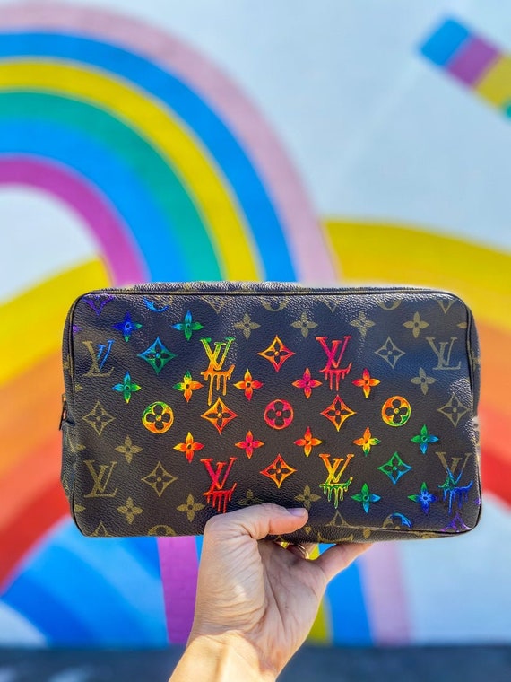 Custom Hand Painted Rainbow Ombre Bag Art Customer Provides Bag