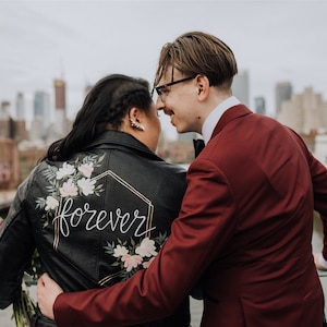 Painted Bride Jacket / Custom Wedding Jacket / Made to Order Mrs, Wifey, Til Death, Just Married