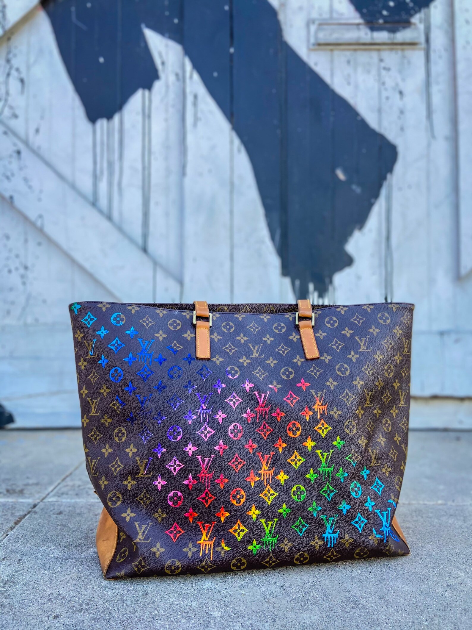 HandPainted Rainbow Ombré on Your Louis Vuitton bag / Custom Etsy