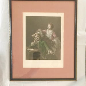 HAND-COLORED ENGRAVING, Antique Theatrical Print, Circa 1800, David Garrick and His Wife