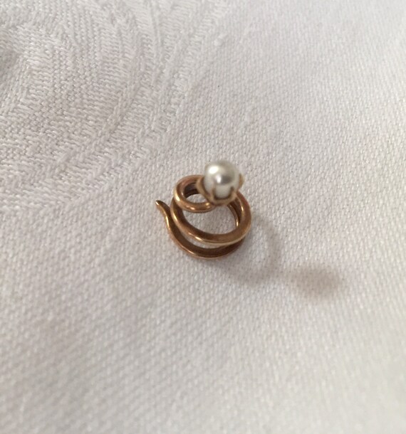 Hair Twist Pin Pearl And 14k Gold Vintage Button Stud Etsy